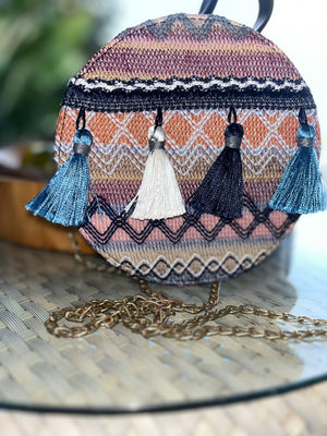 Tropical Blue Tassel Handbag