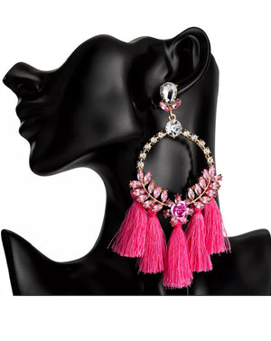 Paisley Pink Statement Earrings