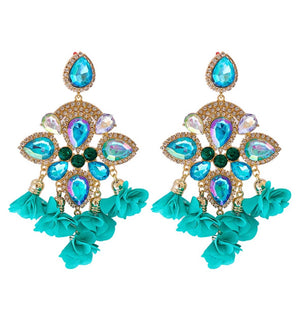 Tiana Teal Statement Earrings